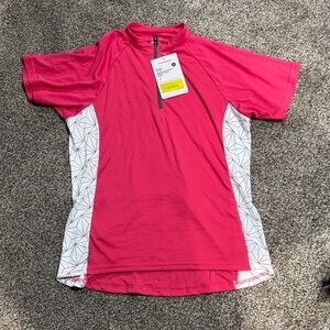 Women's Pink and White Short Sleeve Top